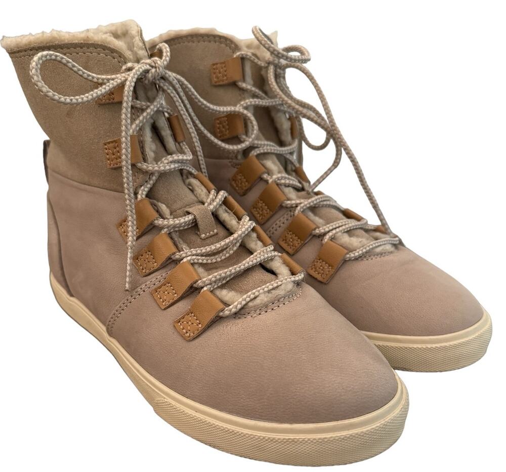 Timberland Gray Suede Dausette Cream Fleece Fold Down Boots Booties 6 cabincore
